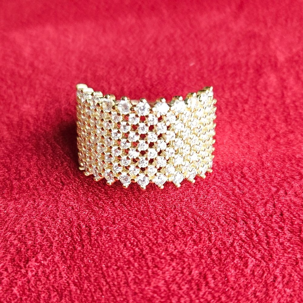 Savvy Cie 18K Gold Over Sterling Silver Band with Cubic Zirconia Stones - Picture 8 of 12